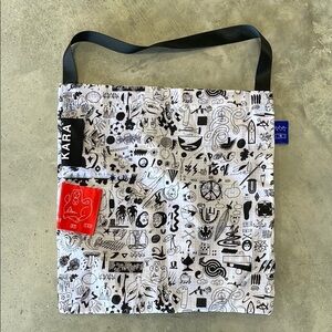 KARA Anime Wipeable Black and White Tote Bag Celestial Cartoon